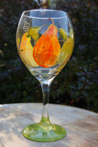 Pear Hand Painted Wine Glasses