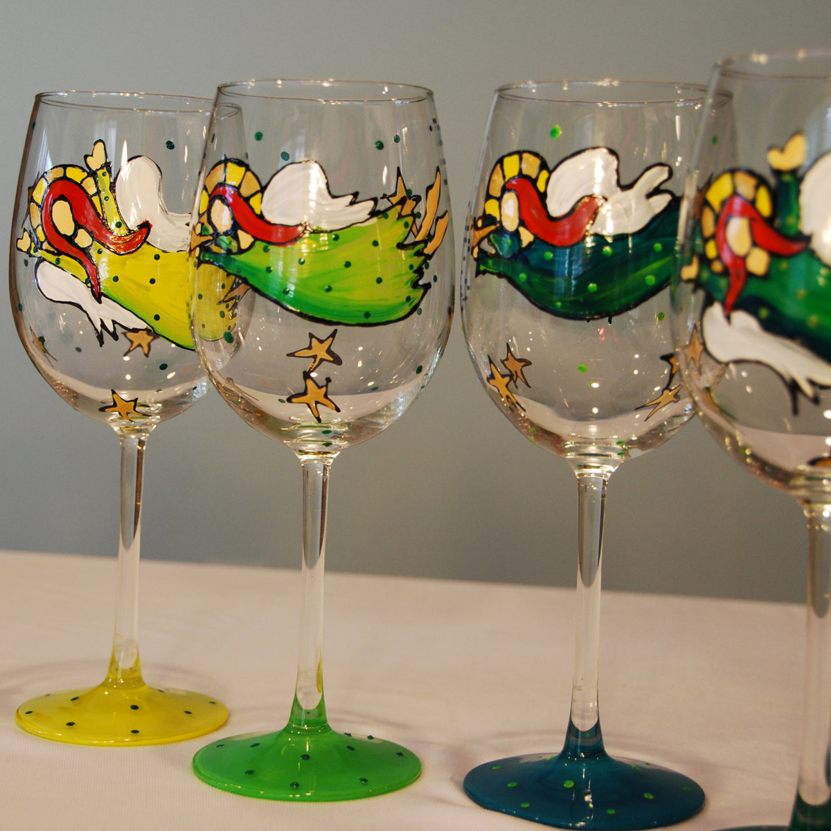 Hand-Painted Angel Wine Glass With Swarovski Crystals