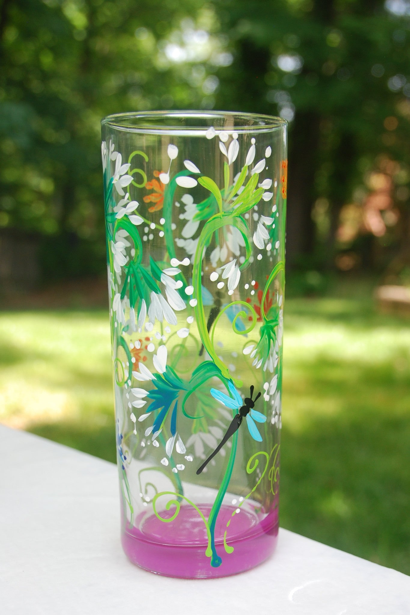 Garden Party Hand-painted Glassware