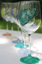 Load image into Gallery viewer, Oysters Hand Painted Wine Glasses
