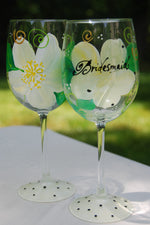 Load image into Gallery viewer, Bridal Shower Hand-painted and Custom Wine Glasses
