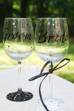 Load image into Gallery viewer, Mr. &amp; Mrs. Hand Painted Wine Glasses

