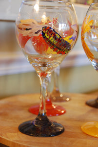 Indian Corn Hand Painted Wine Glass