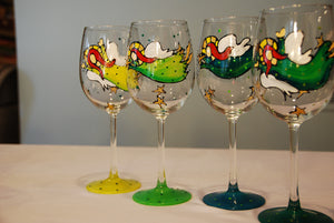 Irish Angel Hand Painted Wine Glass
