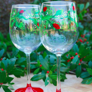 Climbing Rose Hand-painted Wine Glasses