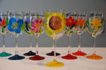 Load image into Gallery viewer, Bridal Party (Floral Bouquet) Hand-painted, Custom Wine Glasses

