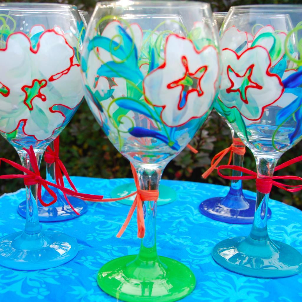 Leilani Hand Painted Wine Glasses