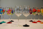 Load image into Gallery viewer, Happy Couple Hand Painted Wedding Wine Glasses
