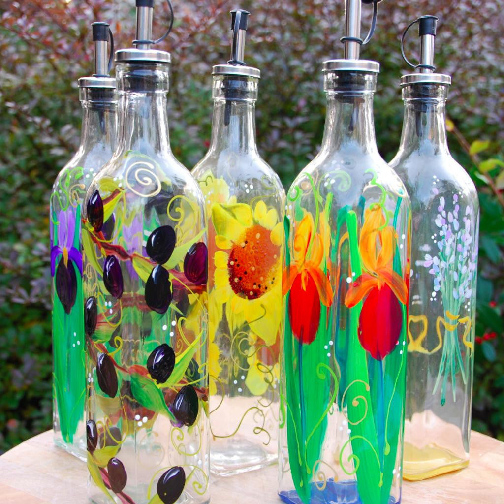 Hand-painted Glass Decanter Bottle
