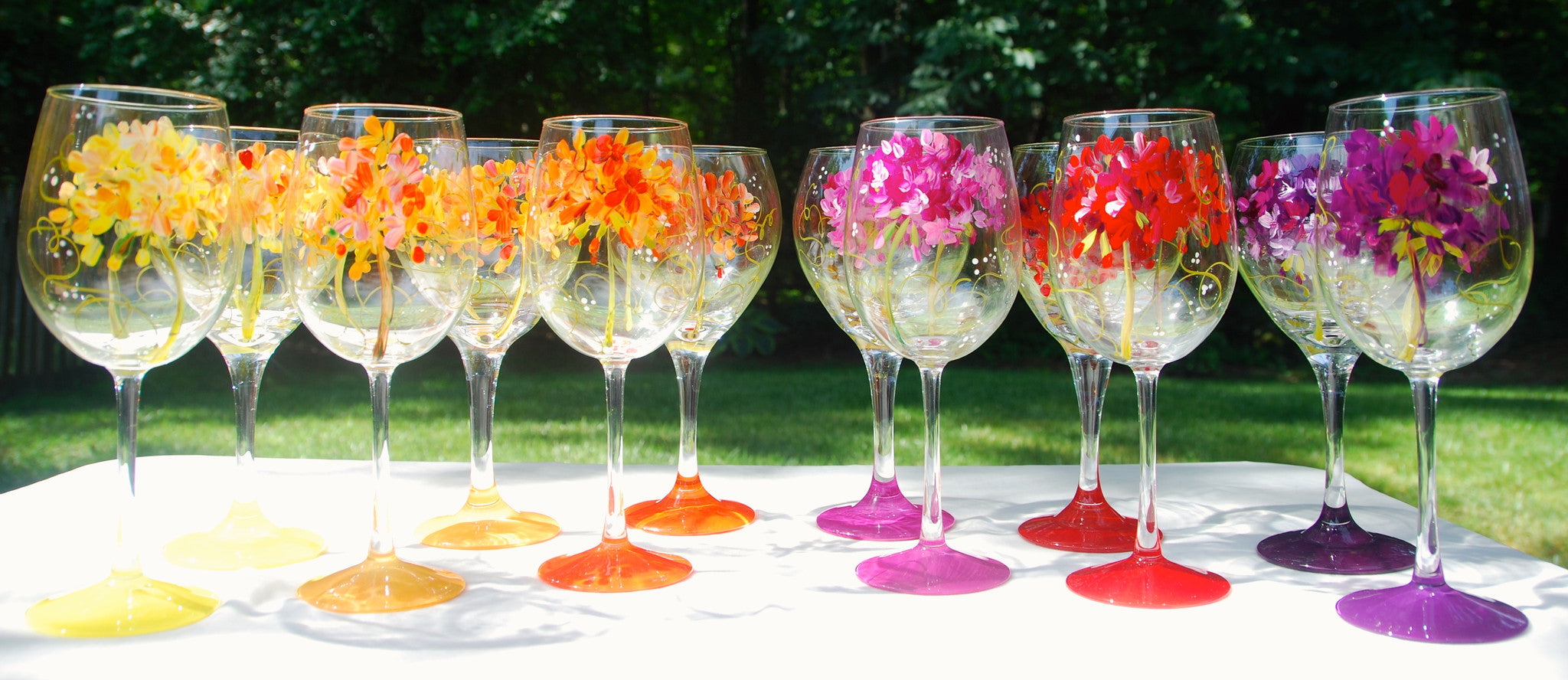 Cavalier Flower Hand-painted Wine Glasses – Glorious Goblets
