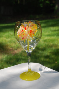 Geranium Hand-painted Wine Glasses & Glassware