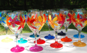 Cavalier Flower Hand-painted Wine Glasses
