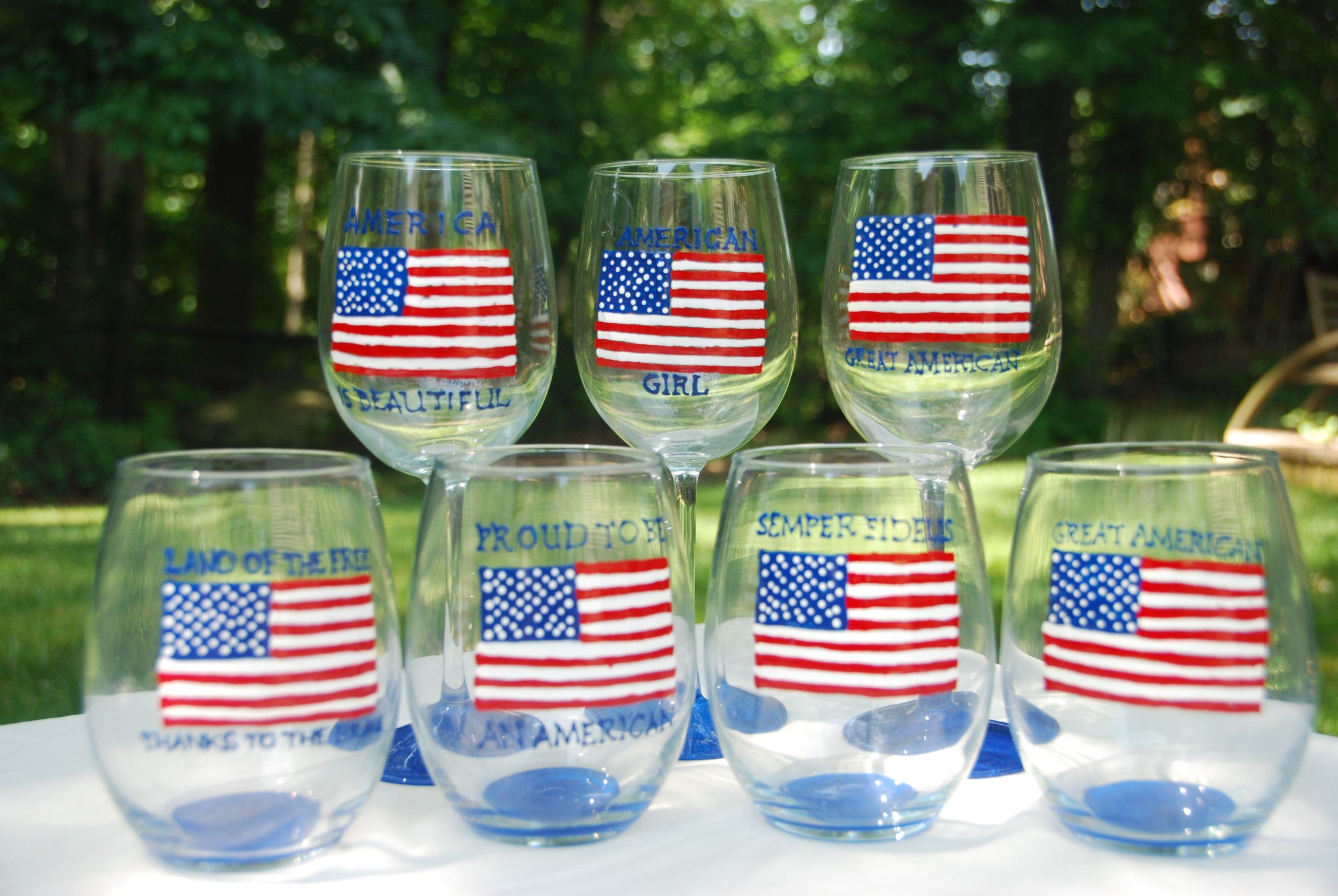 Stars & Stripes - Hand Painted, Personalized Glassware