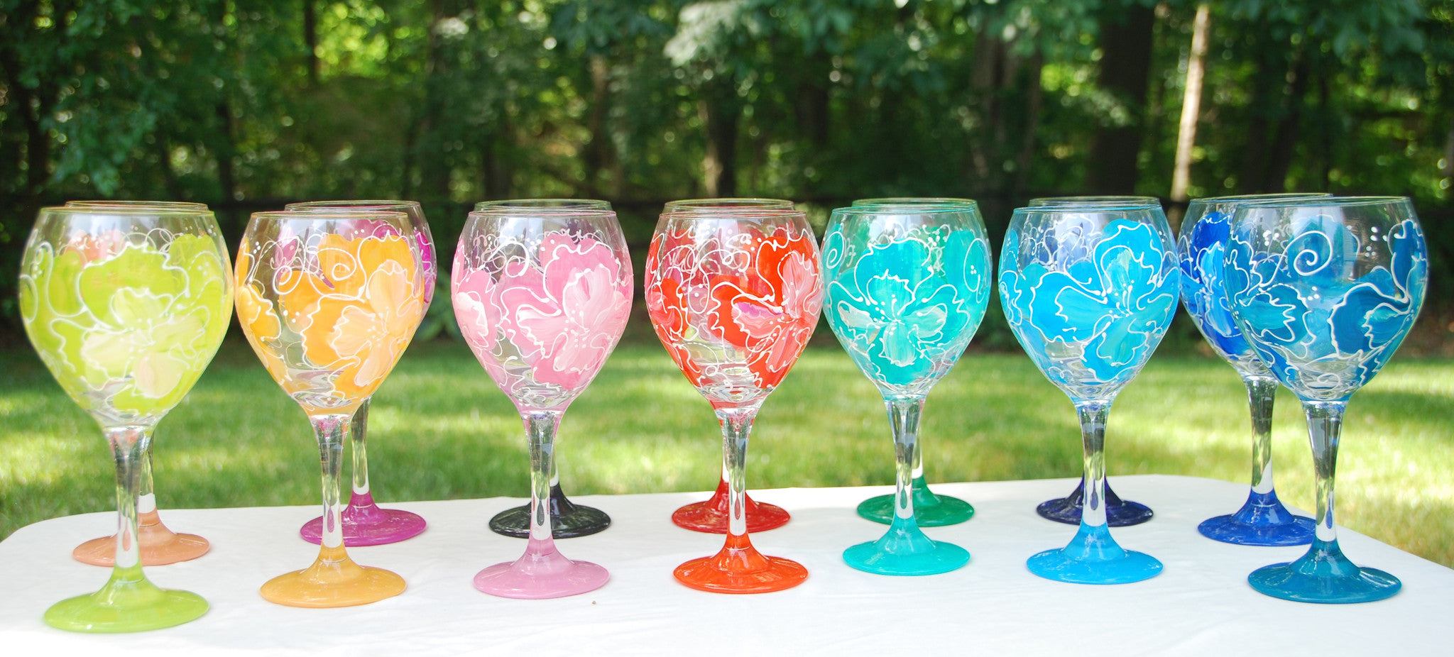 Poinsettia Hand-painted Glassware – Glorious Goblets
