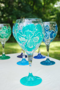 Fiesta Flower Hand-painted Wine Glasses