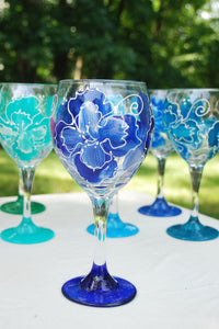 Fiesta Flower Hand-painted Wine Glasses