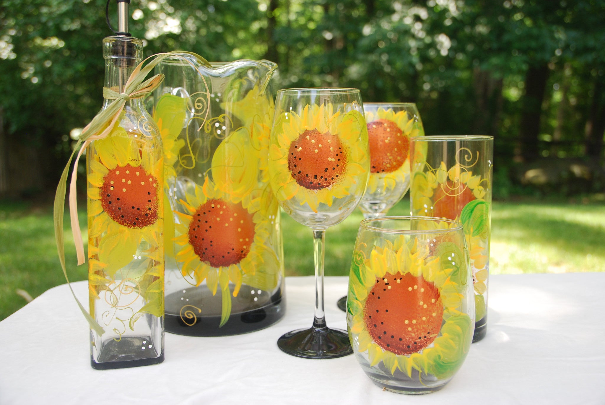 Hand Painted Wine Glasses - Julia's Floral - Handmade in the USA -  , LLC