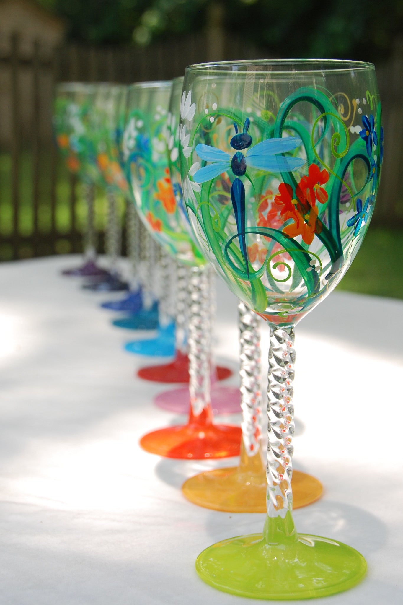 Meadow Hand Painted Wine Glasses