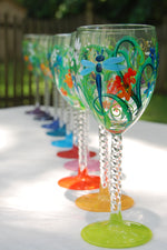 Load image into Gallery viewer, Meadow Hand Painted Wine Glasses
