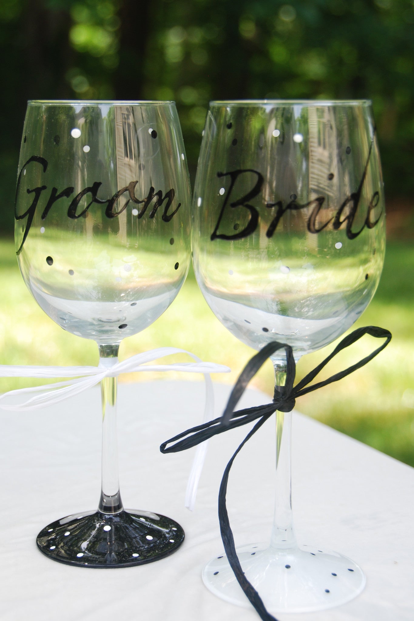Mr. & Mrs. Hand Painted Wine Glasses