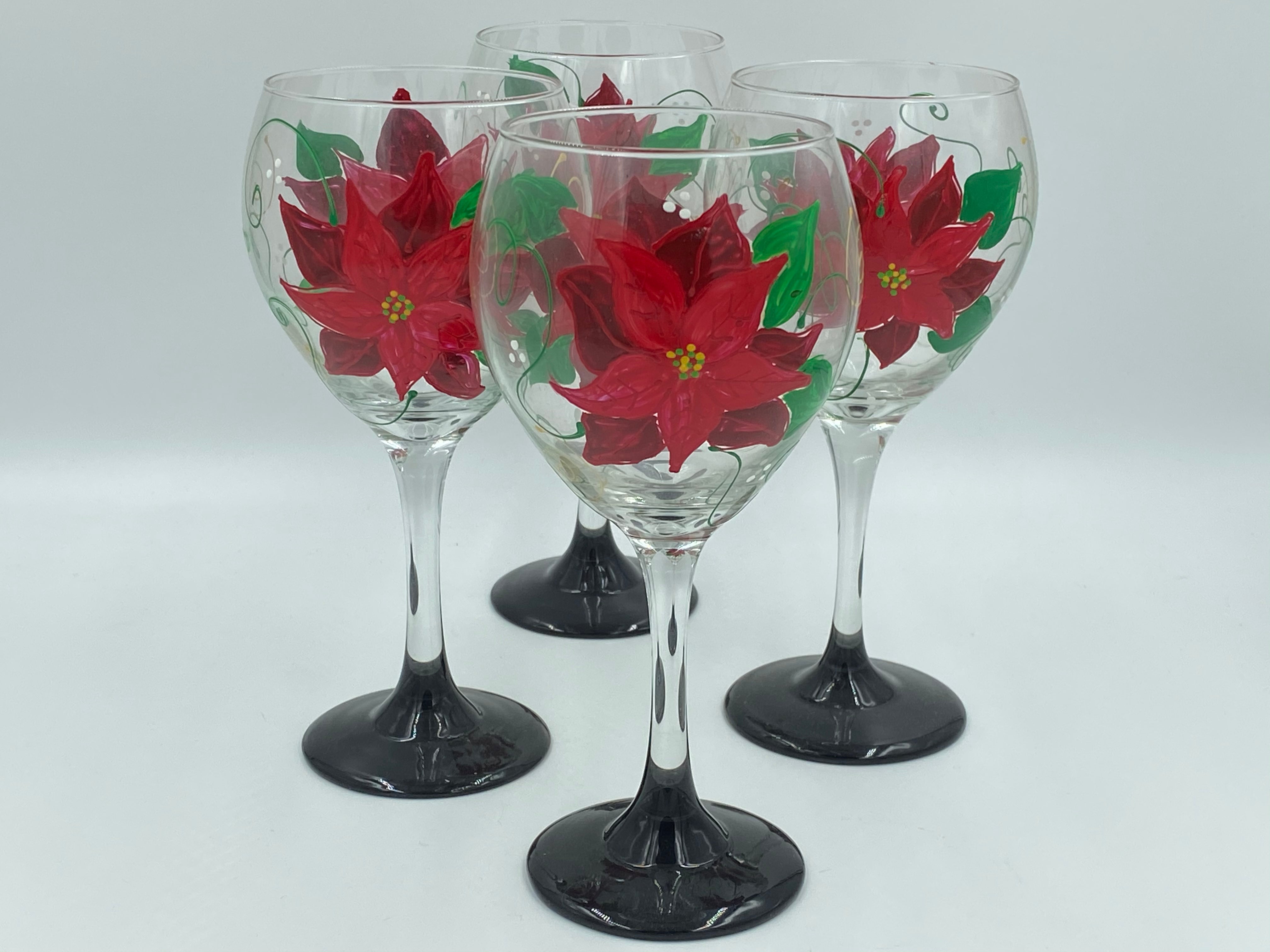 Poinsettia Hand-painted Glassware
