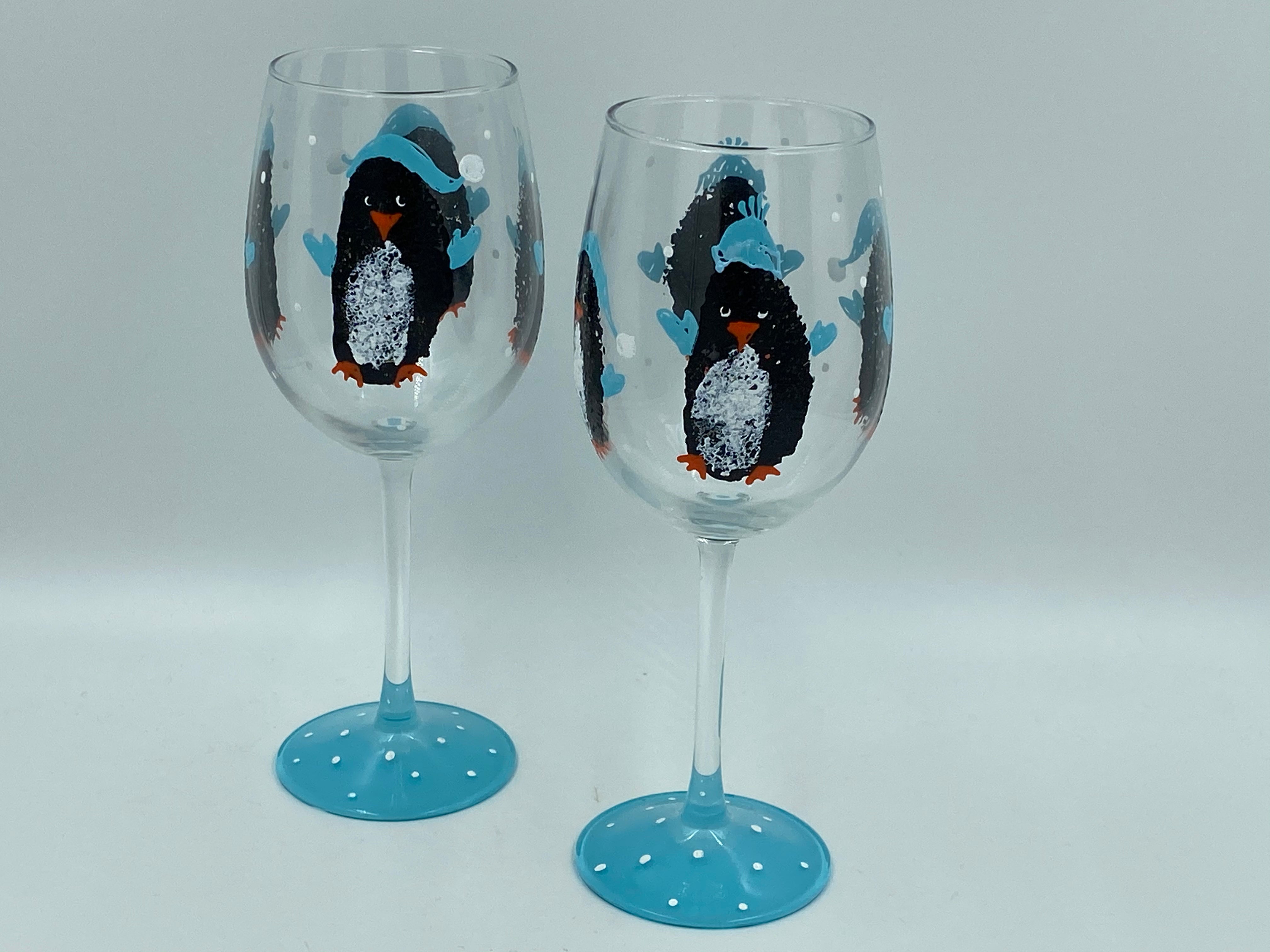 Penguins Hand-painted Glassware