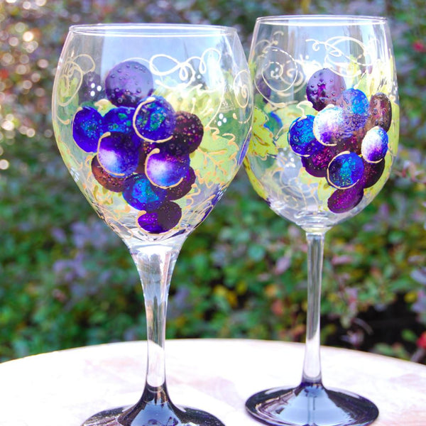 Big Grape Hand-painted Wine Glasses – Glorious Goblets