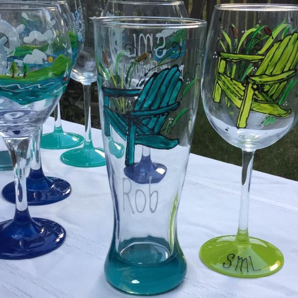 Hand Painted Wine Glasses - Julia's Floral - Handmade in the USA