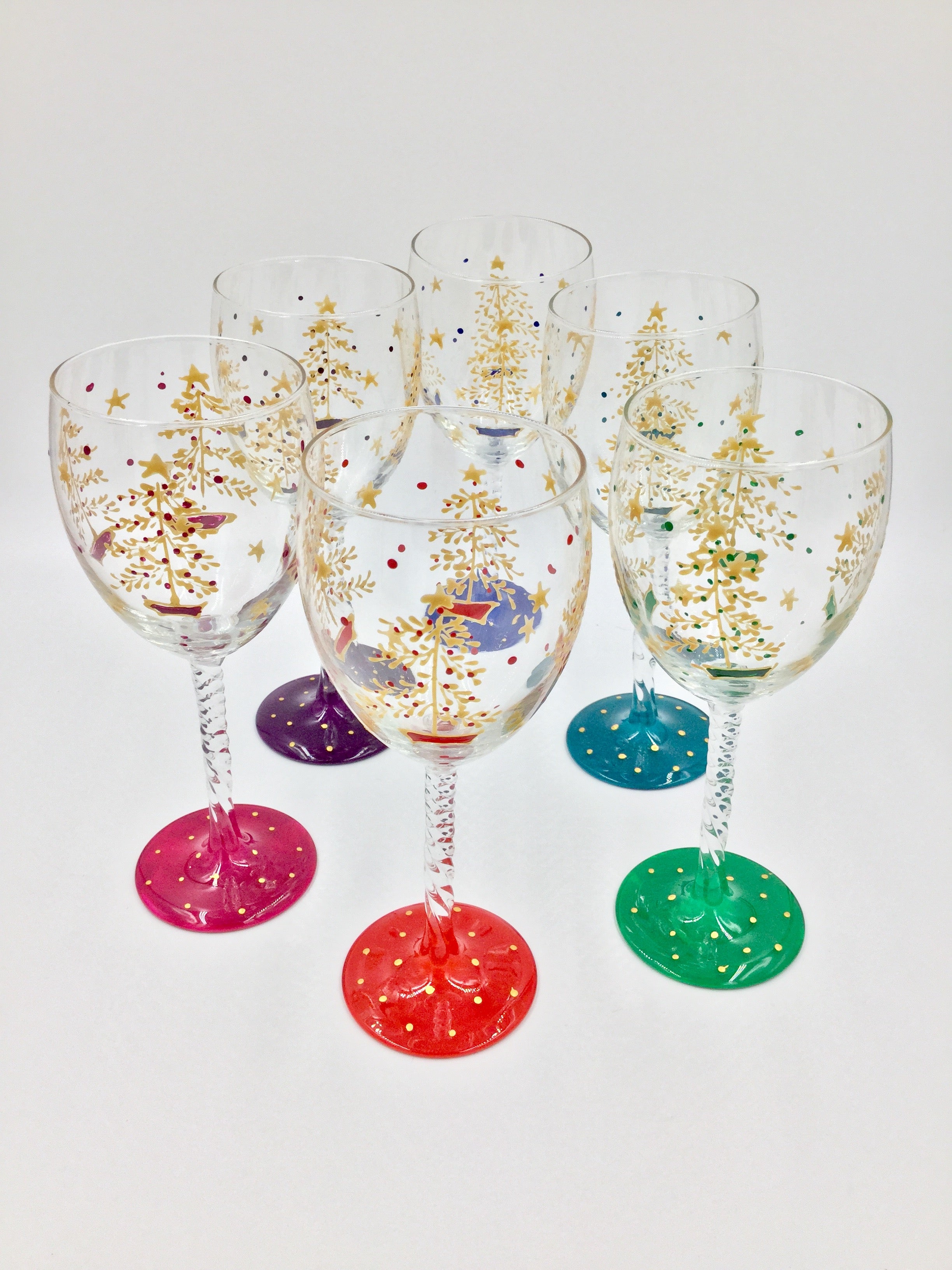 Oh Tannenbaum Hand-painted Glassware – Glorious Goblets